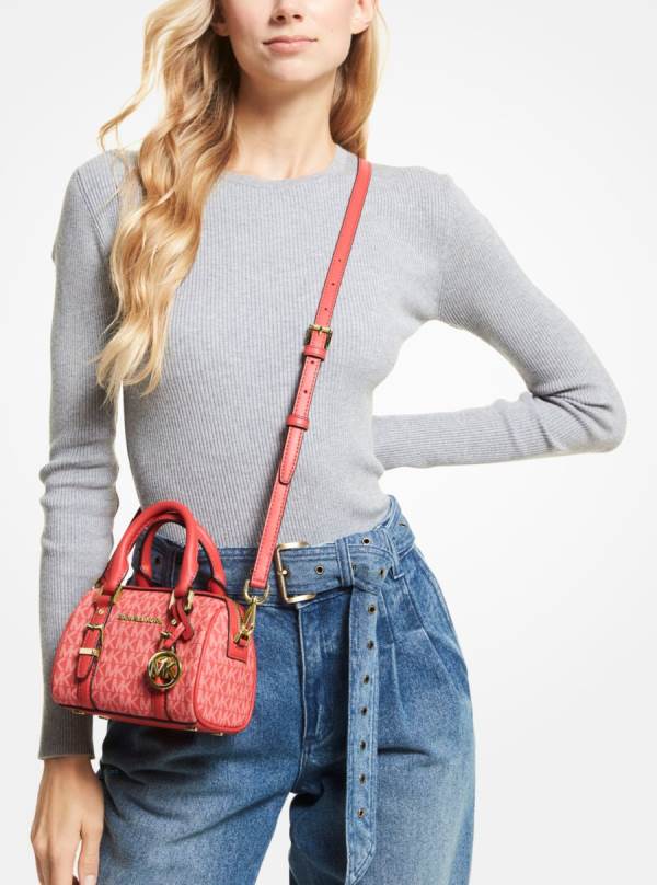 Damske Spojková Taška Michael Kors Bedford Legacy Extra-Small Logo Duffle Hnede Ruzove - Kabelky Michael Kors Vypredaj | RIEDU-8512